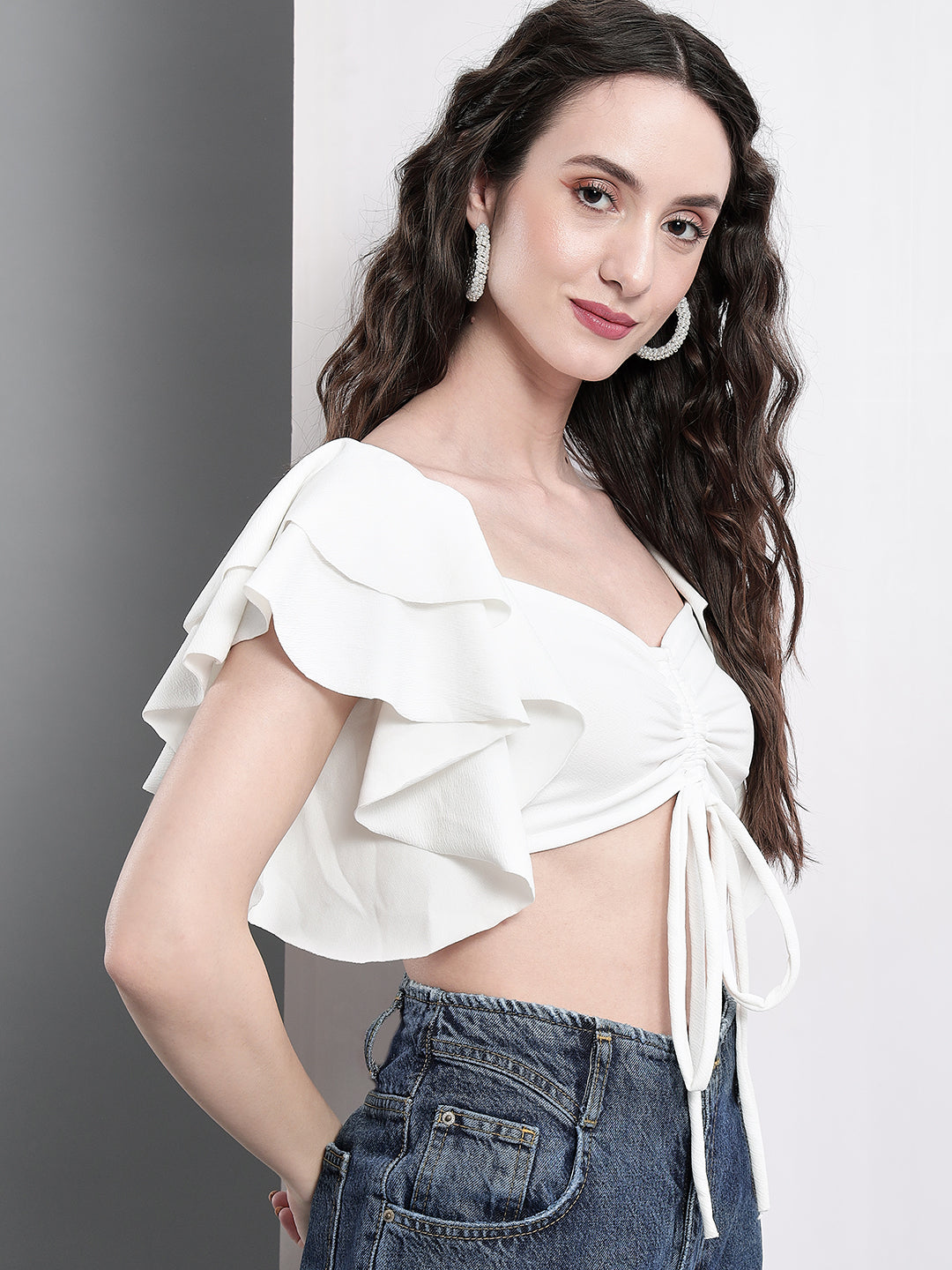 TANDUL  Casual Regular Sleeves Solid Women White Top