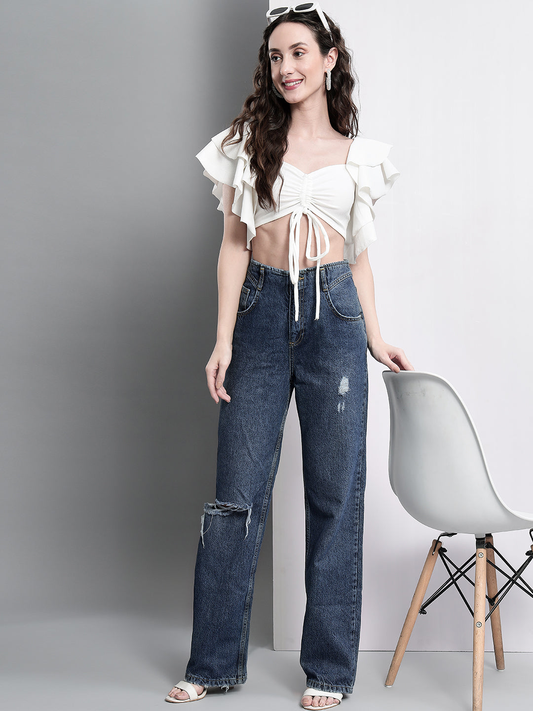 TANDUL  Casual Regular Sleeves Solid Women White Top