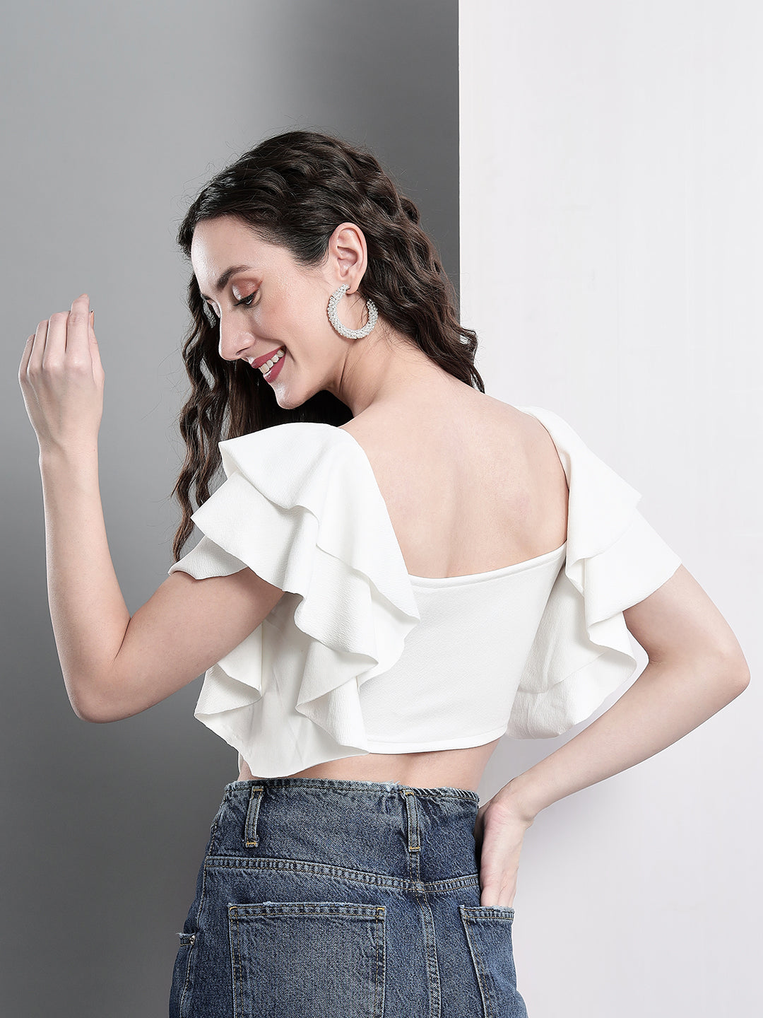 TANDUL  Casual Regular Sleeves Solid Women White Top