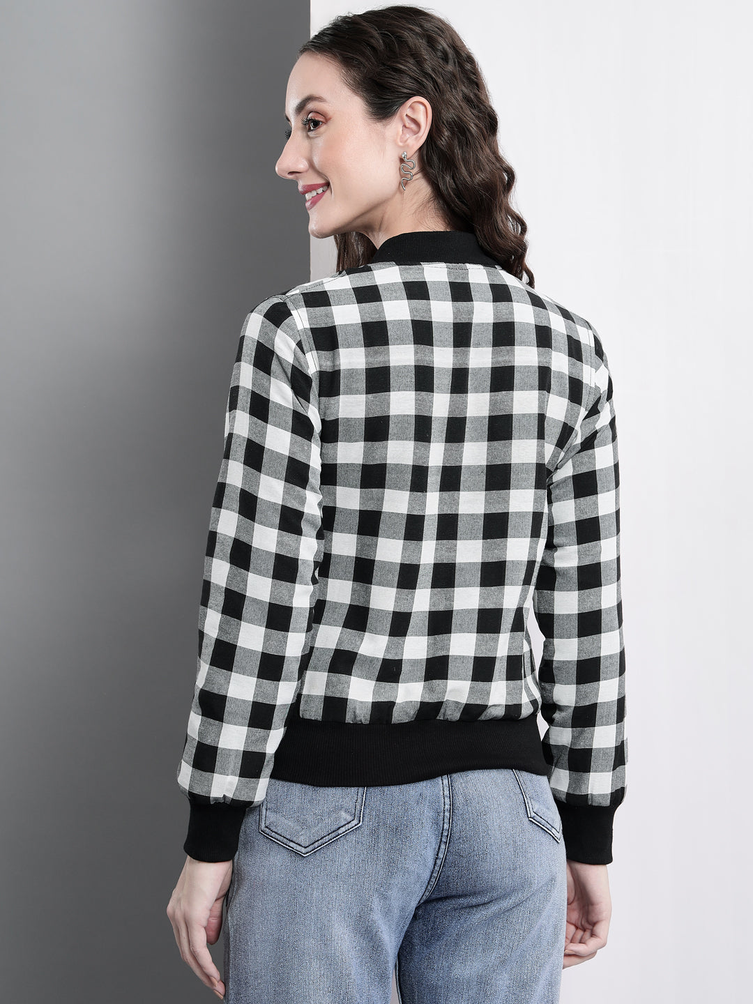 TANDUL  Full Sleeve Checkered Women Sports Jacket