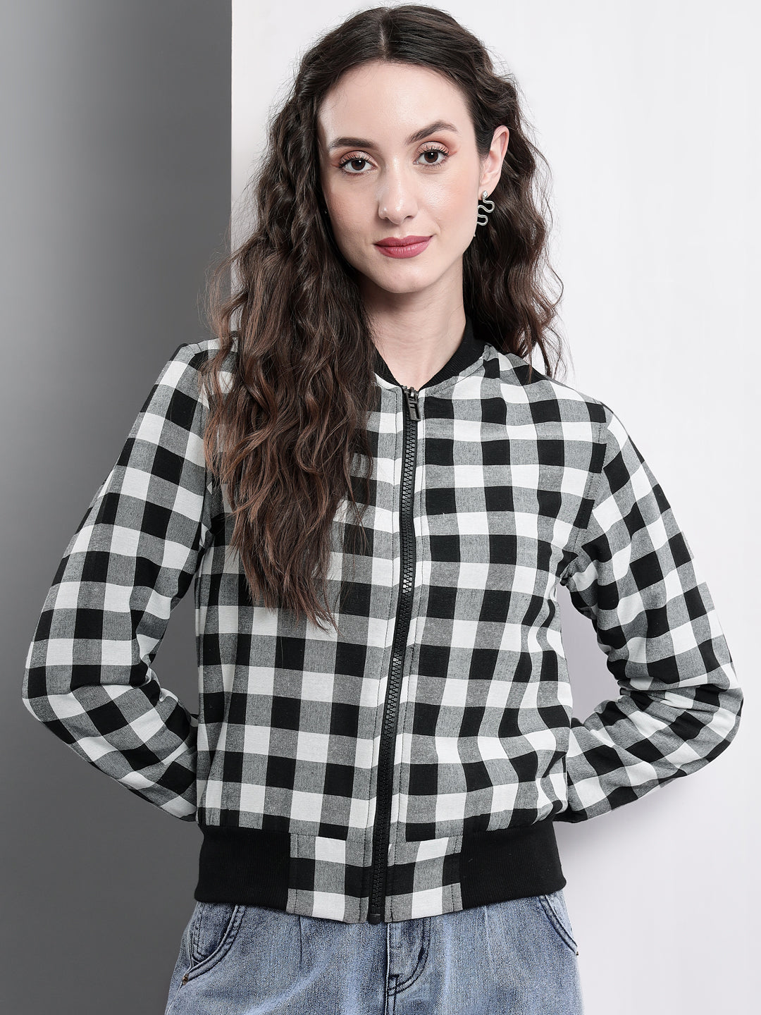 TANDUL  Full Sleeve Checkered Women Sports Jacket