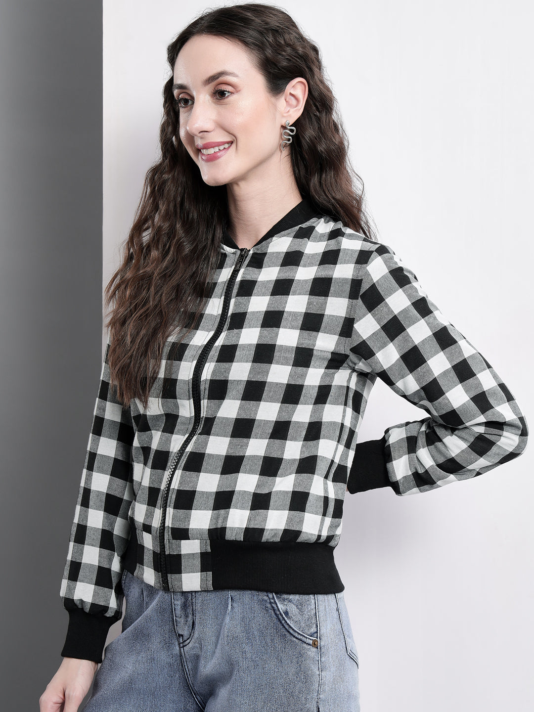 TANDUL  Full Sleeve Checkered Women Sports Jacket