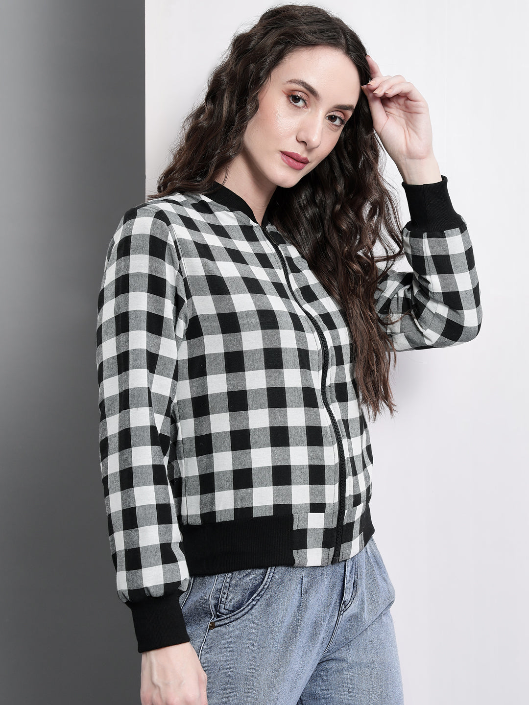 TANDUL  Full Sleeve Checkered Women Sports Jacket