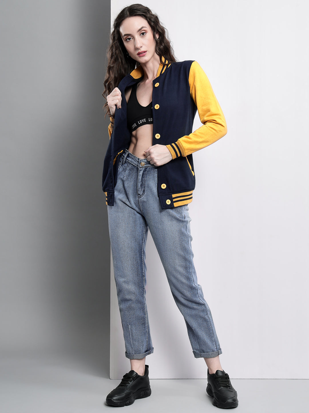 TANDUL Full Sleeve Colorblock Women Varsity Jacket