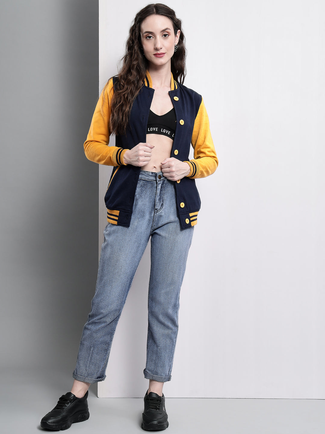 TANDUL Full Sleeve Colorblock Women Varsity Jacket