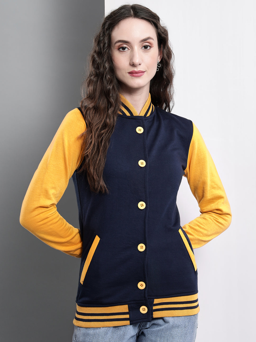 TANDUL Full Sleeve Colorblock Women Varsity Jacket