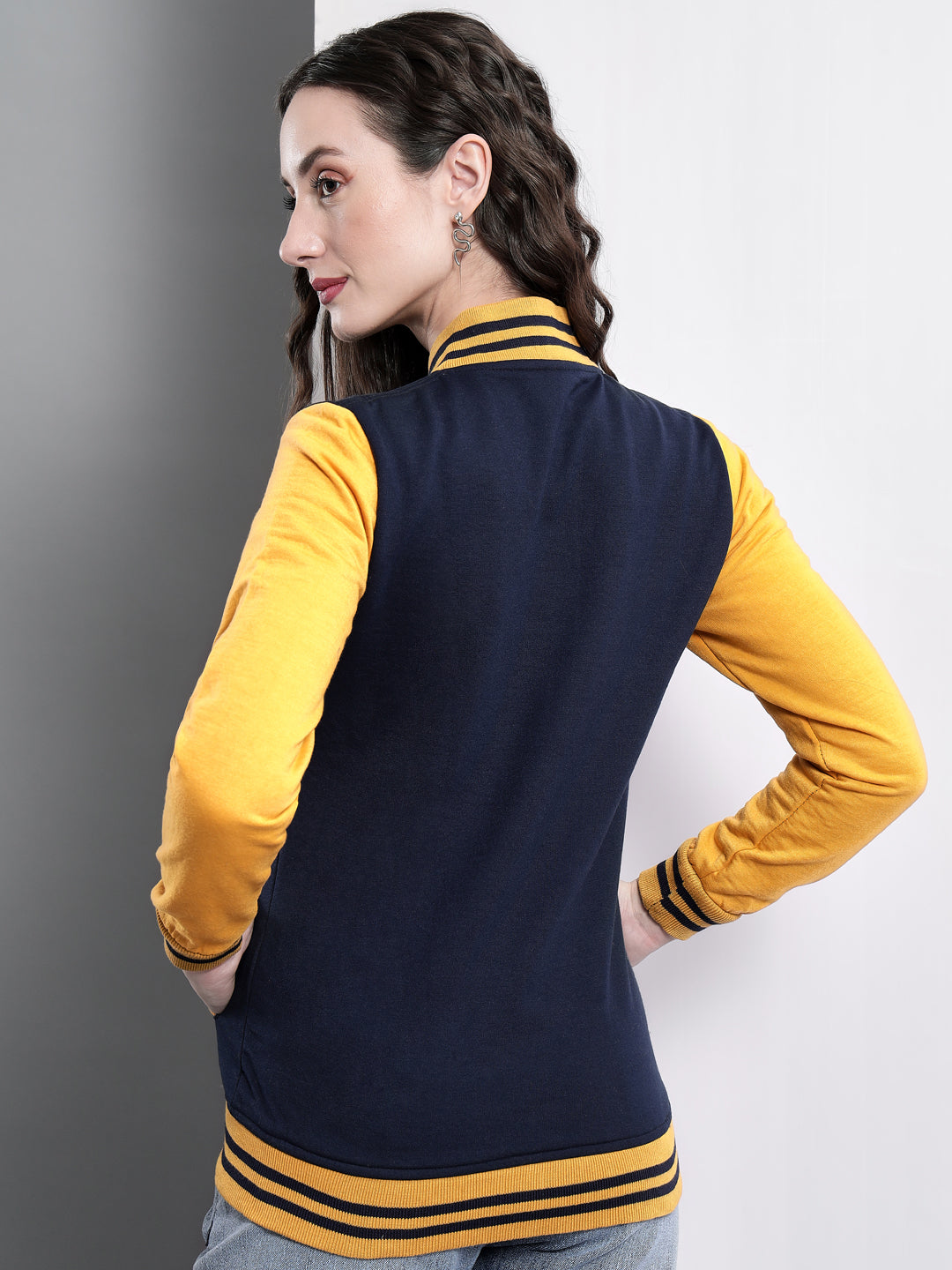 TANDUL Full Sleeve Colorblock Women Varsity Jacket