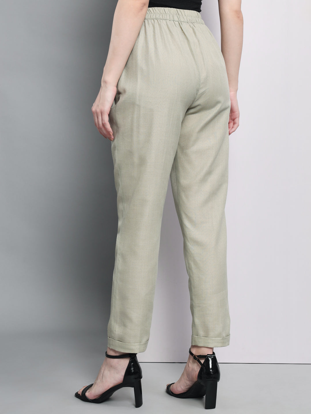 TANDUL  Women Regular Fit Grey Polycotton Trousers