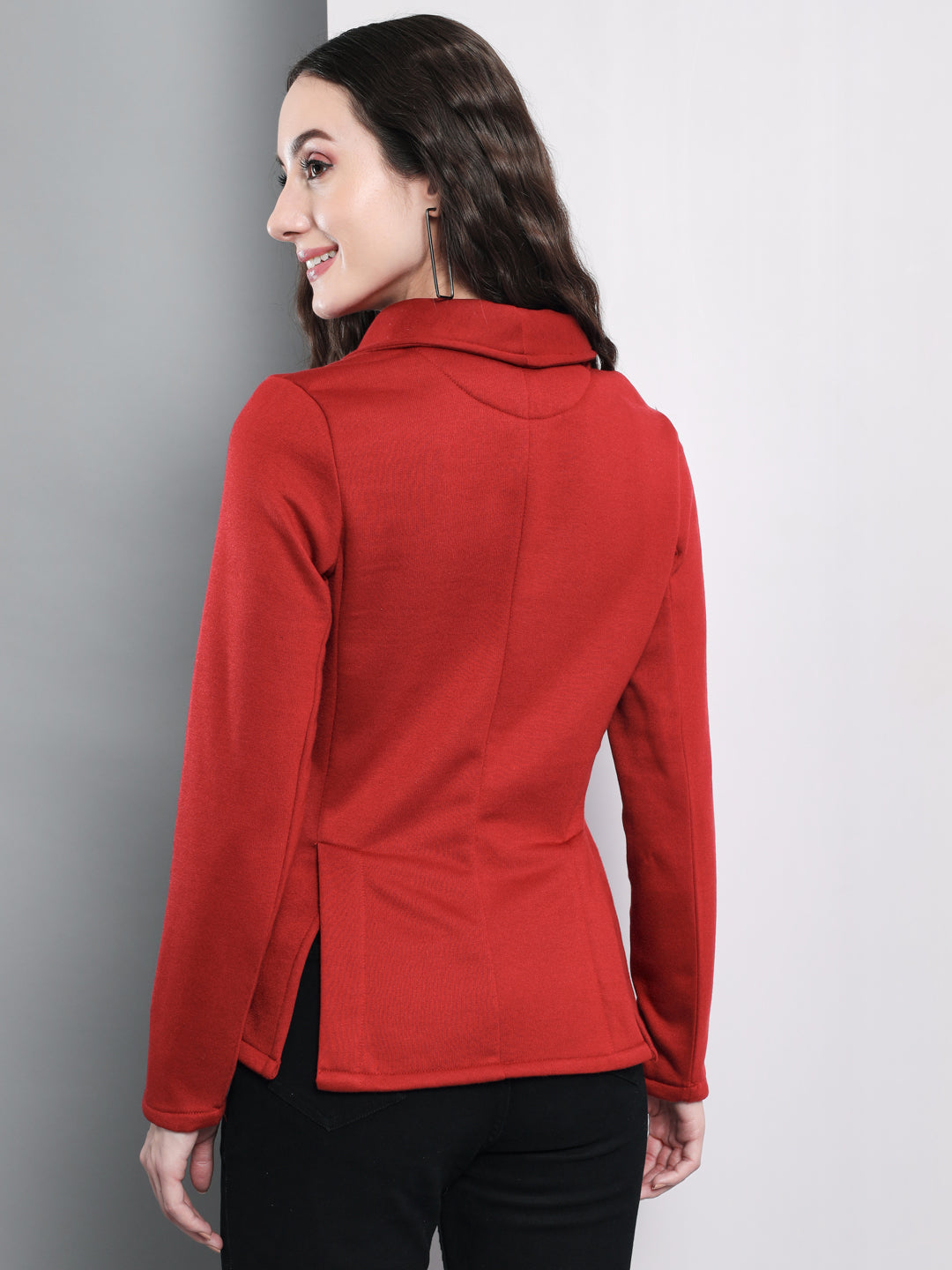 TANDUL  Women Solid Single Breasted Casual Blazer  (Maroon)