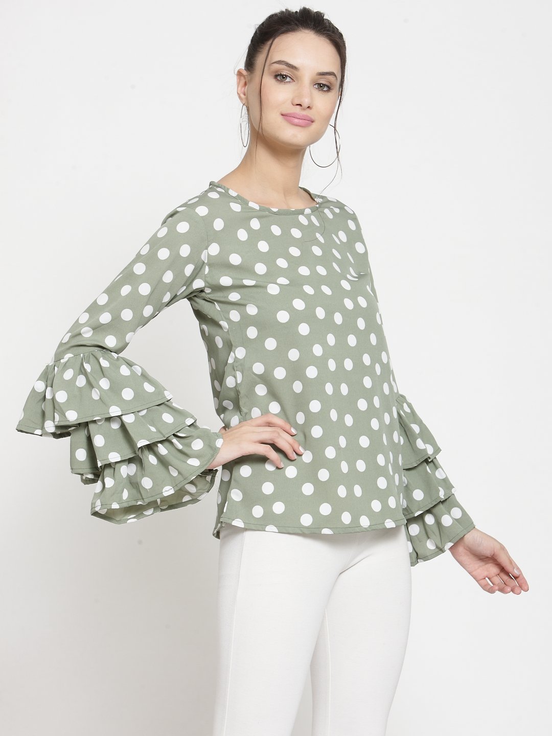 ZARVEY Casual Layered Sleeve Printed Women Multicolor Top