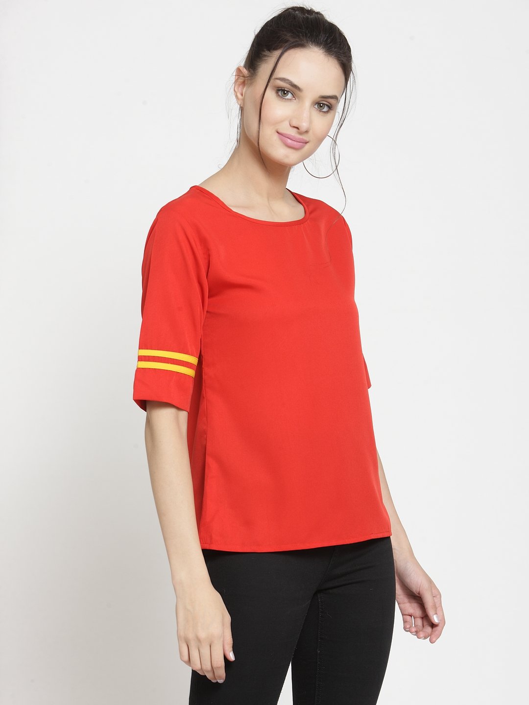 ZARVEY Casual Regular Sleeve Printed Women Red Top