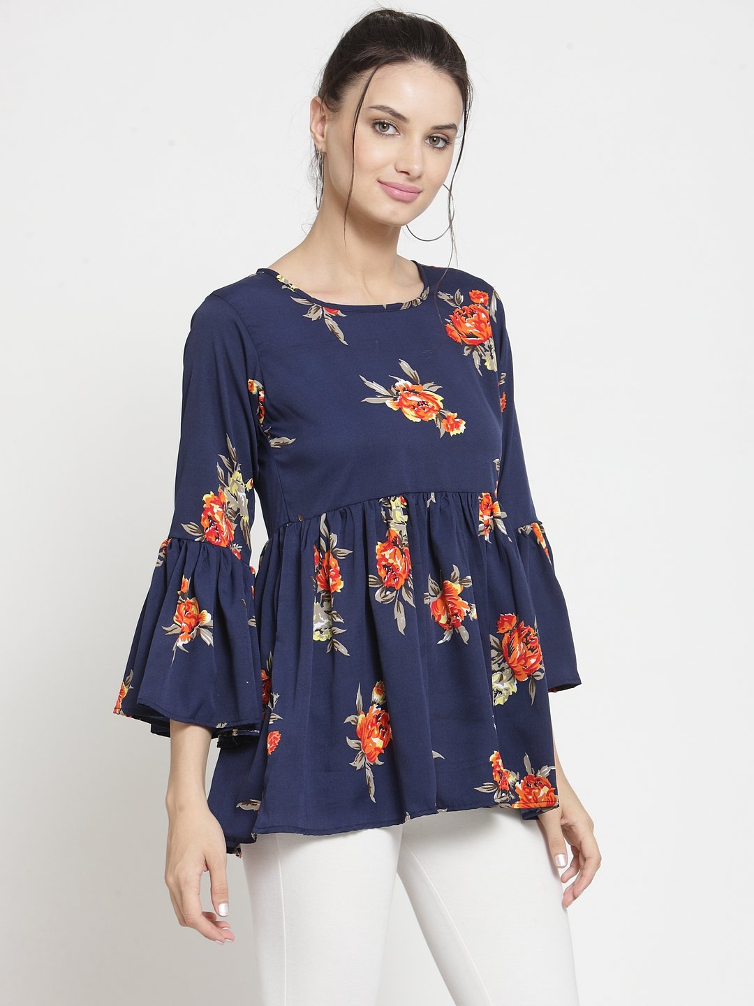 TANDUL Casual Bell Sleeve Printed Women Multicolor Top