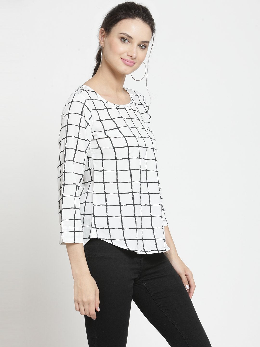 ZARVEY Casual Regular Sleeve Checkered Women Multicolor Top