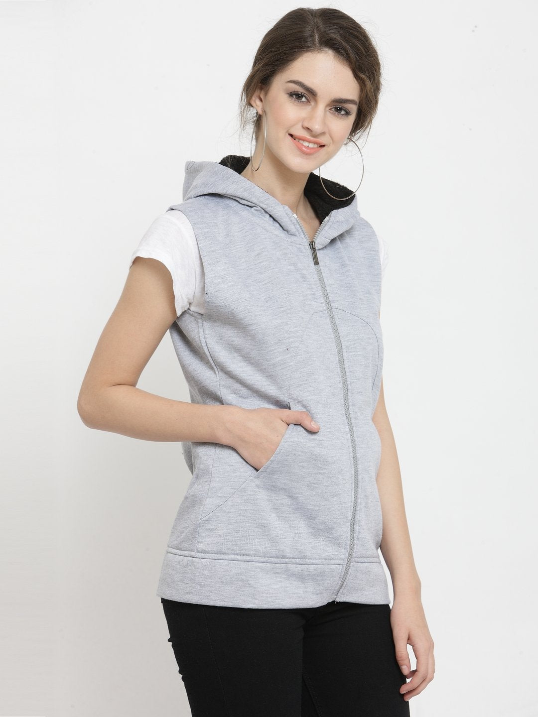 ZARVEY Sleeveless Solid Women Jacket