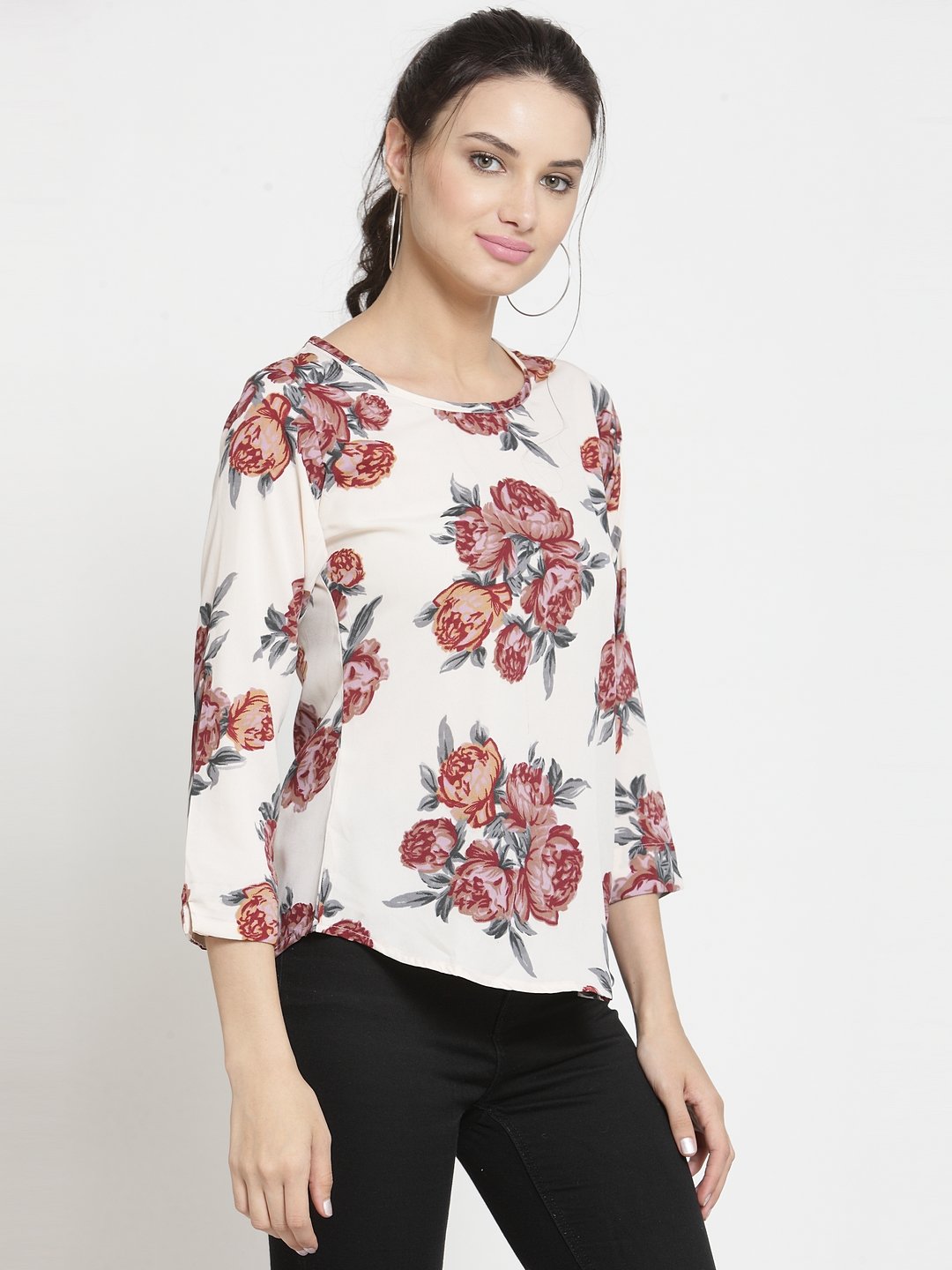 ZARVEY Casual Regular Sleeve Printed Women Multicolor Top