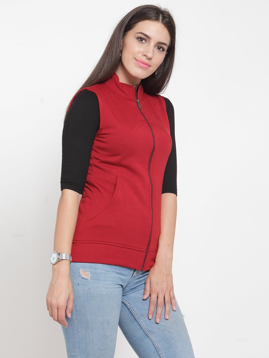 ZARVEY Sleeveless Solid Women Jacket