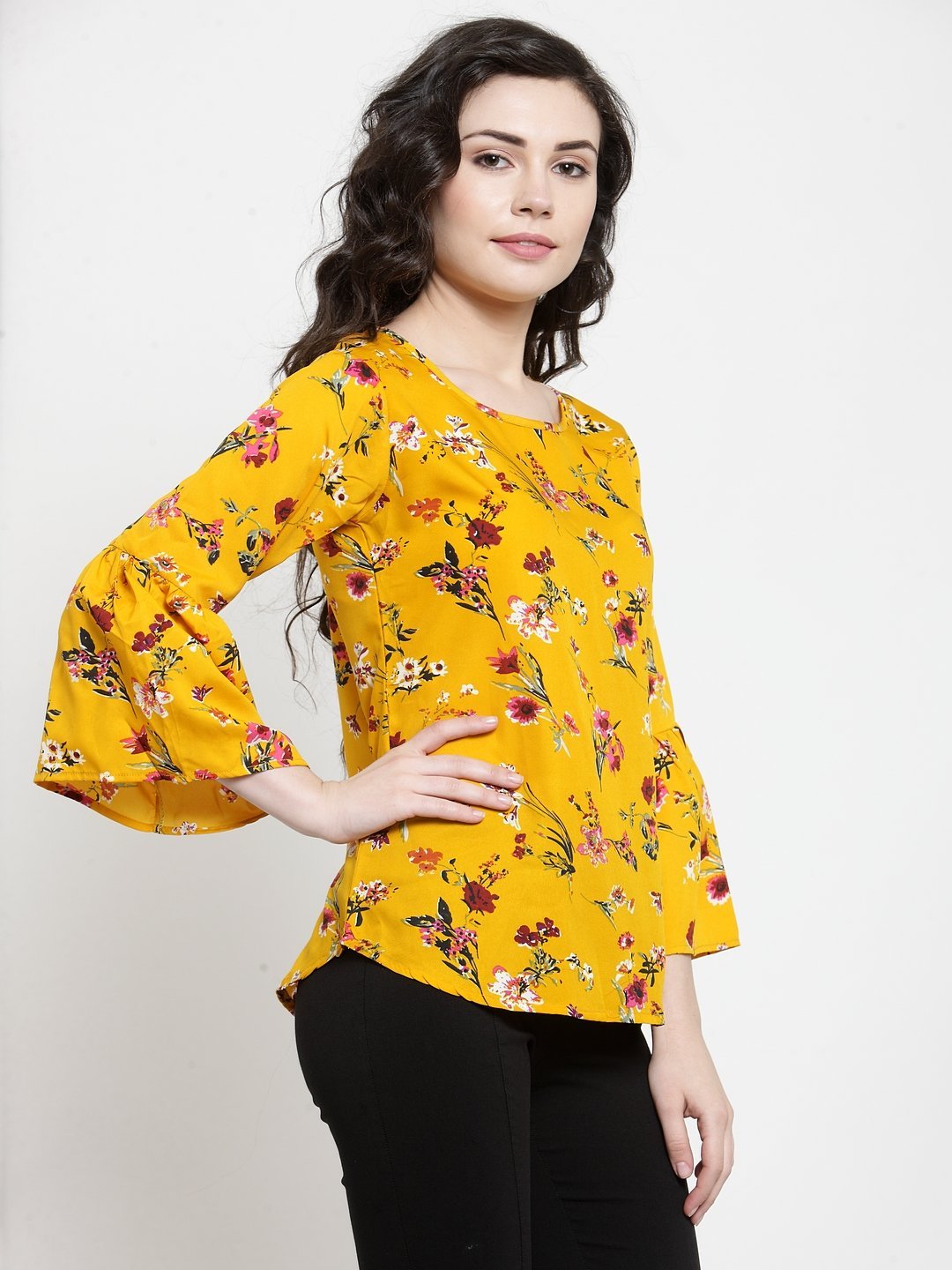 ZARVEY Casual Bell Sleeve Printed Women Multicolor Top