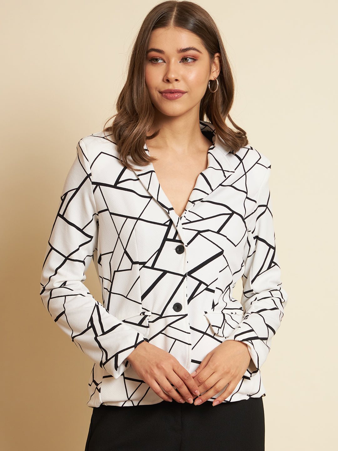 Women Printed Single Breasted Casual Blazer  (Multicolor)