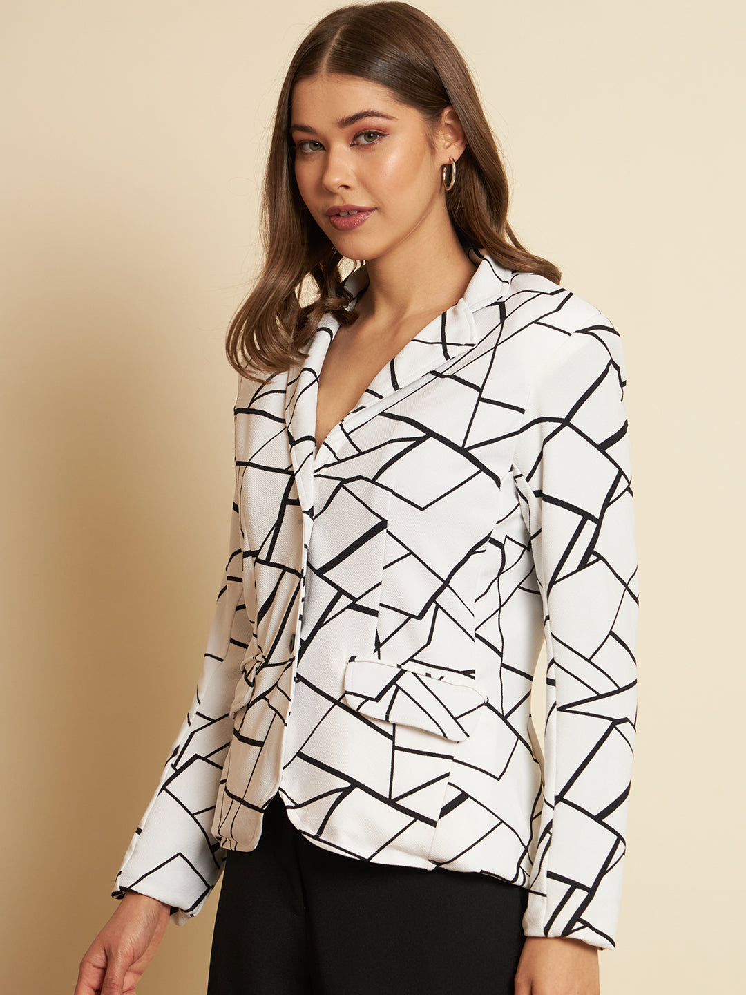 Women Printed Single Breasted Casual Blazer  (Multicolor)