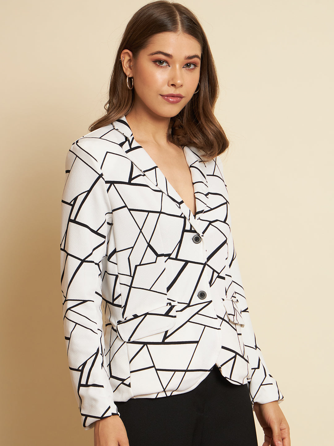 Women Printed Single Breasted Casual Blazer  (Multicolor)