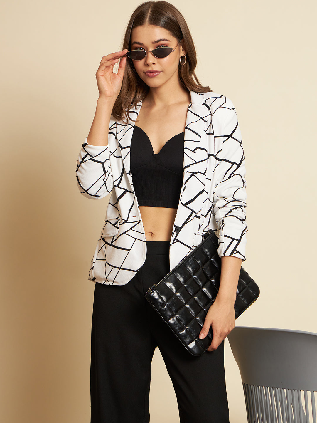 Women Printed Single Breasted Casual Blazer  (Multicolor)