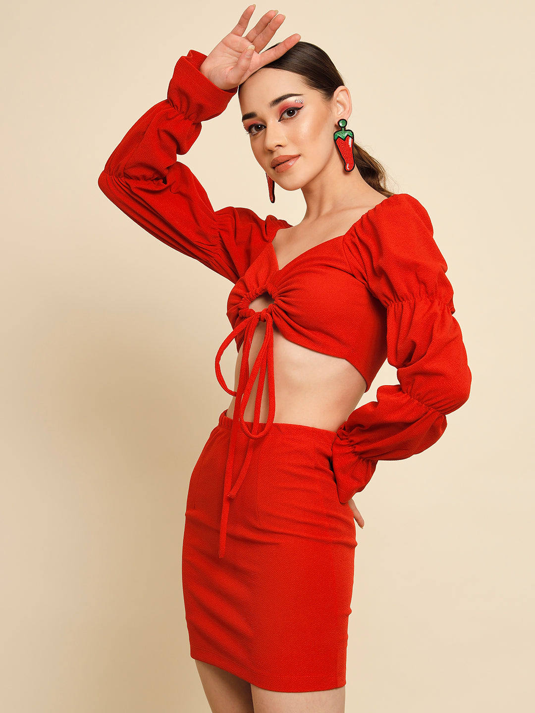 TANDUL  Women Two Piece Dress Red Dress