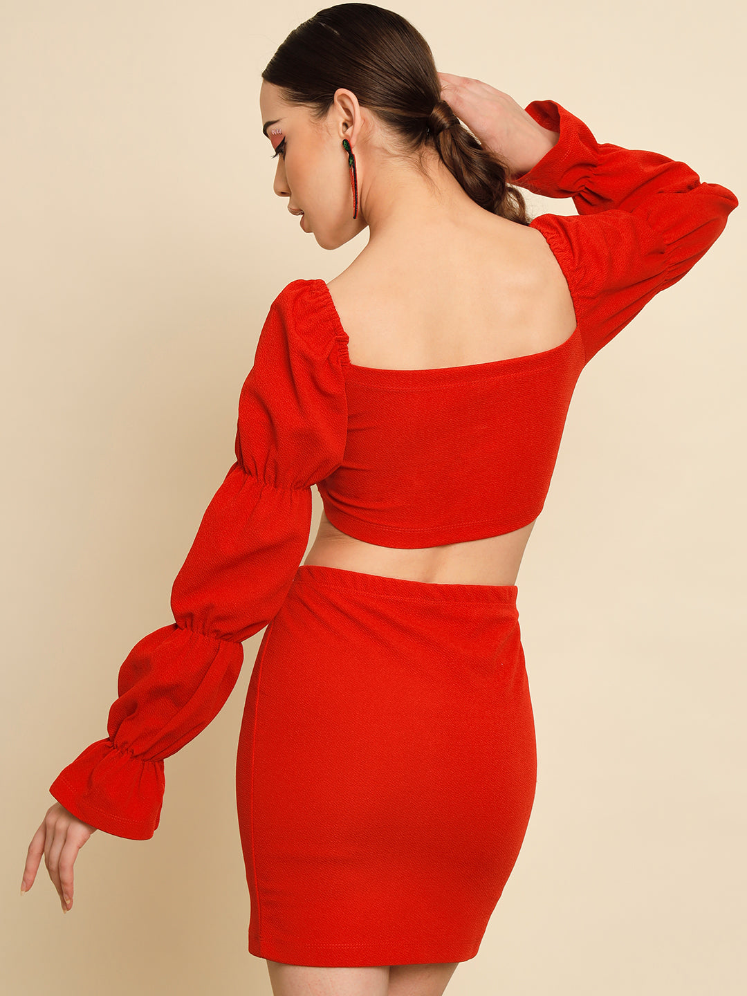 TANDUL  Women Two Piece Dress Red Dress