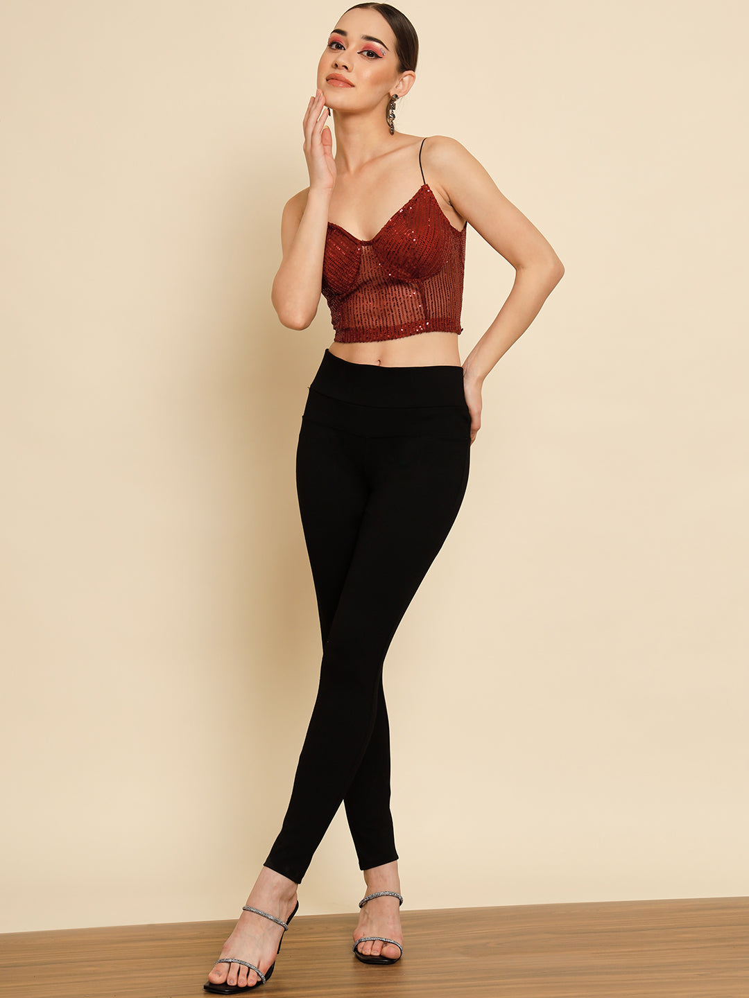 TANDUL  Casual Sleeveless Solid Women Maroon Top