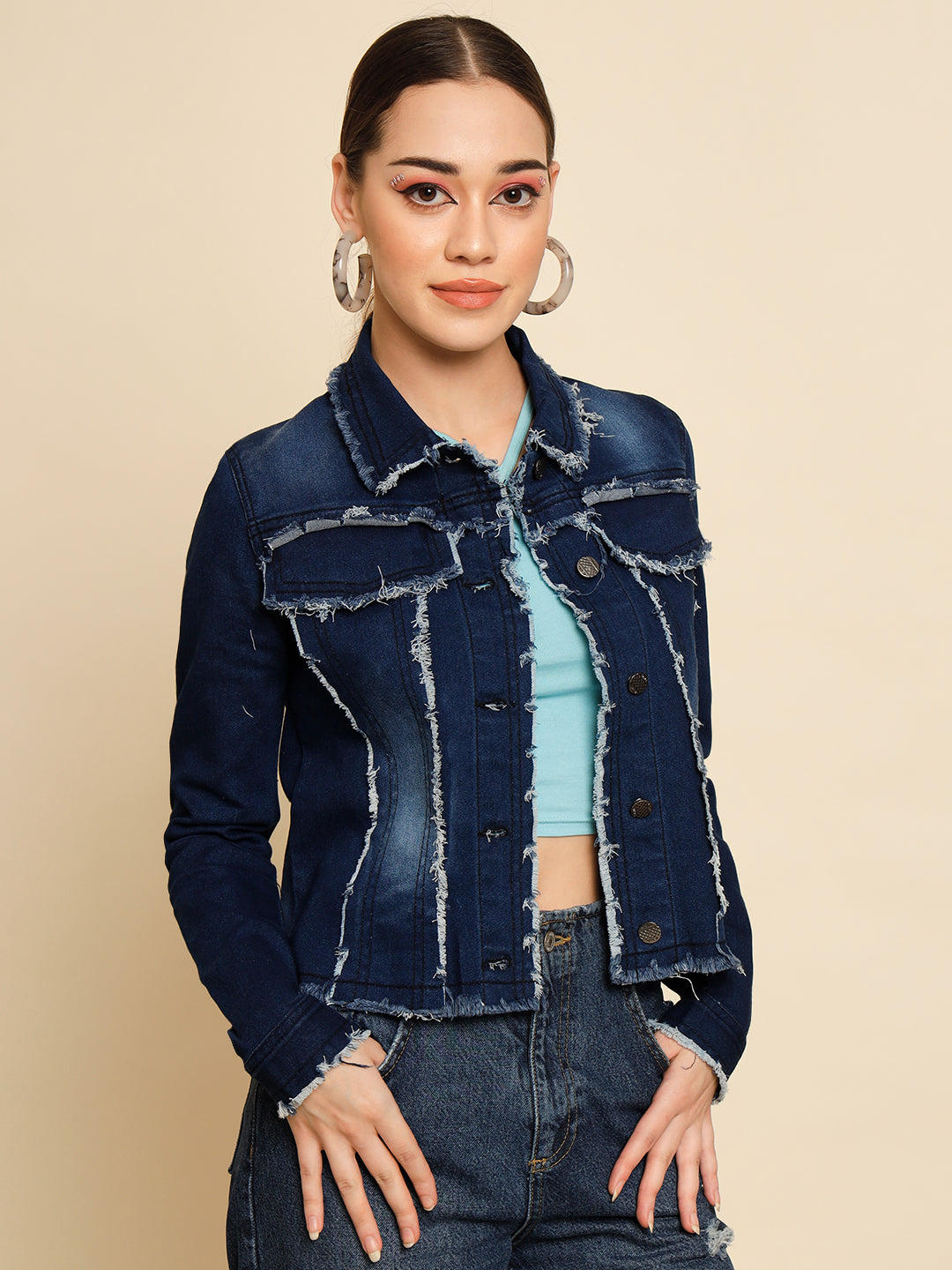 TANDUL  Women Solid Denim Casual Jacket