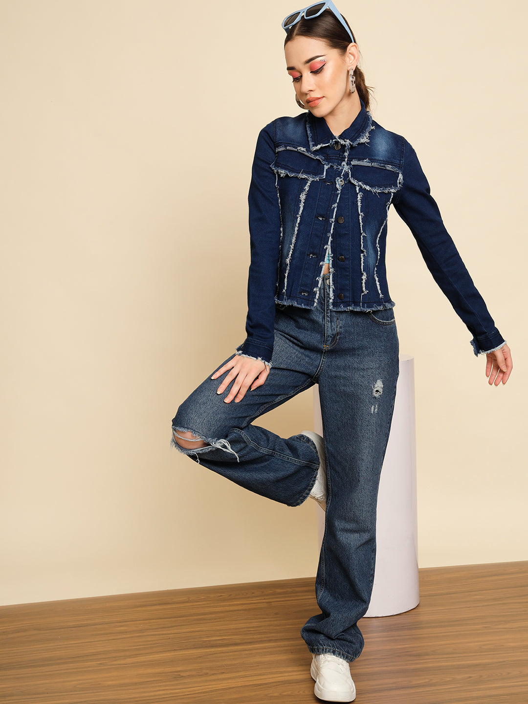 TANDUL  Women Solid Denim Casual Jacket