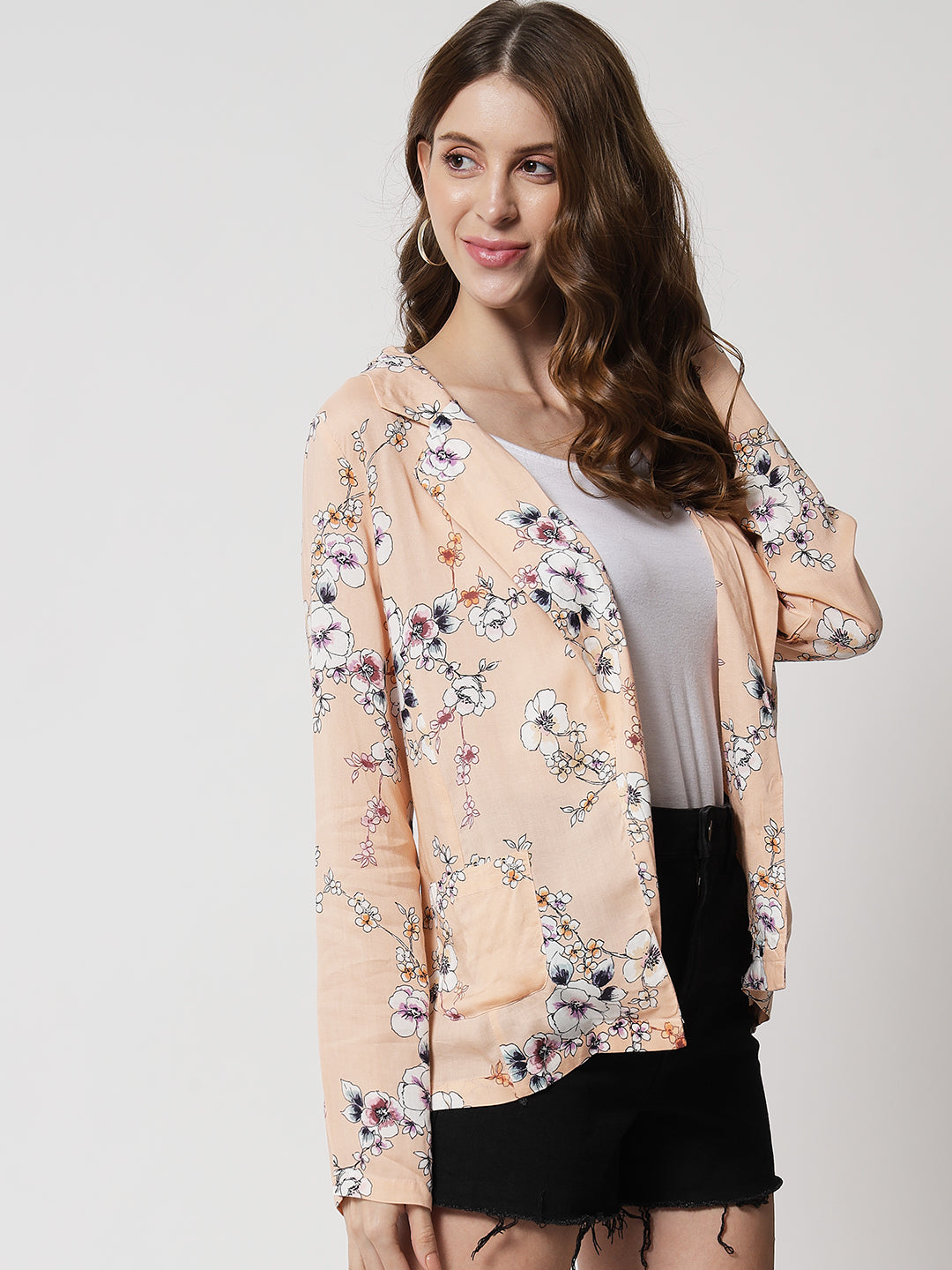 TANDUL  Women Flared Full Sleeve Beige, White Shrug