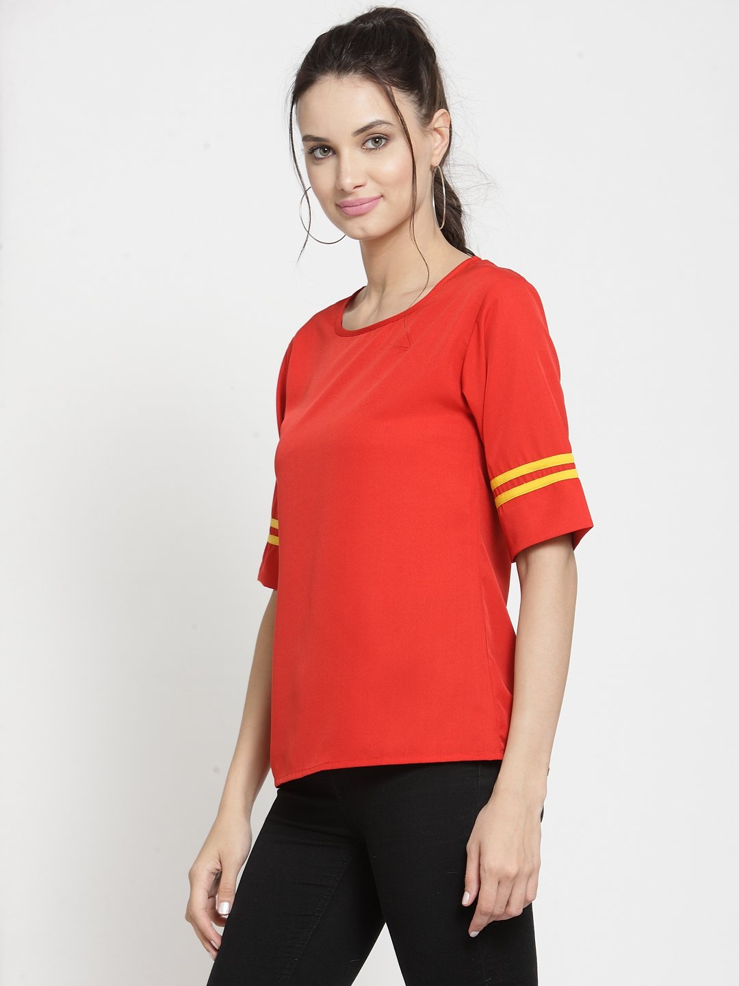 ZARVEY Casual Regular Sleeve Printed Women Red Top