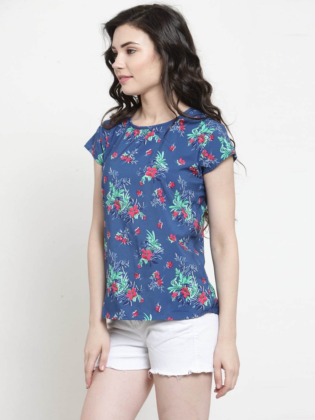 ZARVEY Casual Short Sleeve Printed Women Multicolor Top