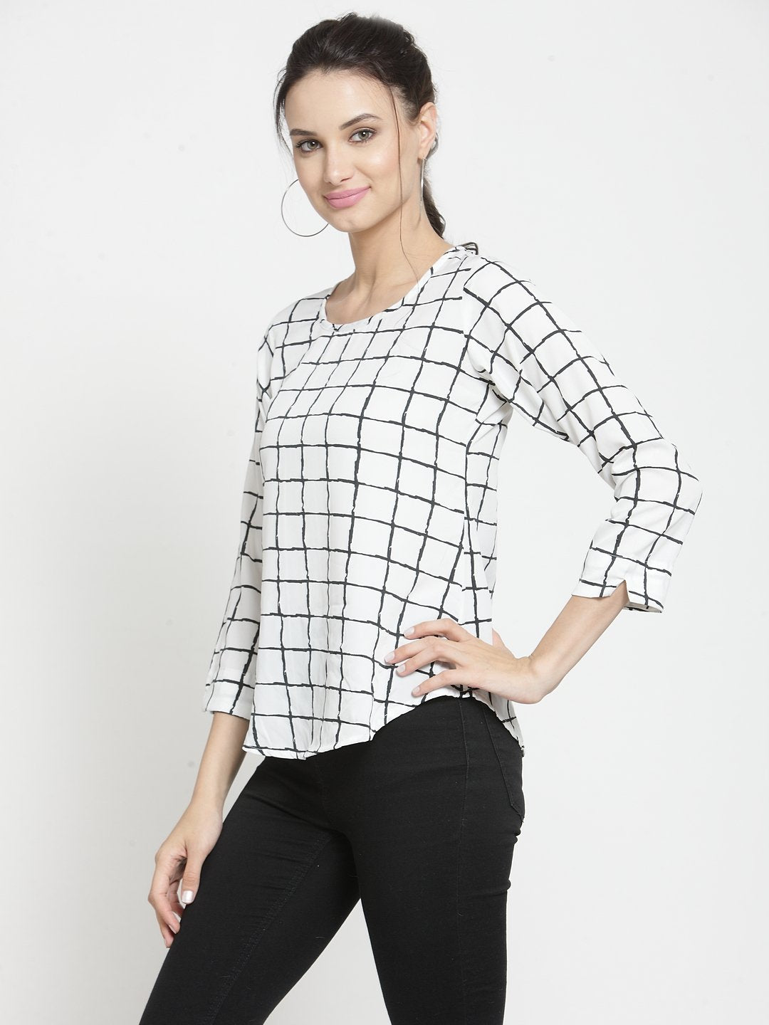 ZARVEY Casual Regular Sleeve Checkered Women Multicolor Top