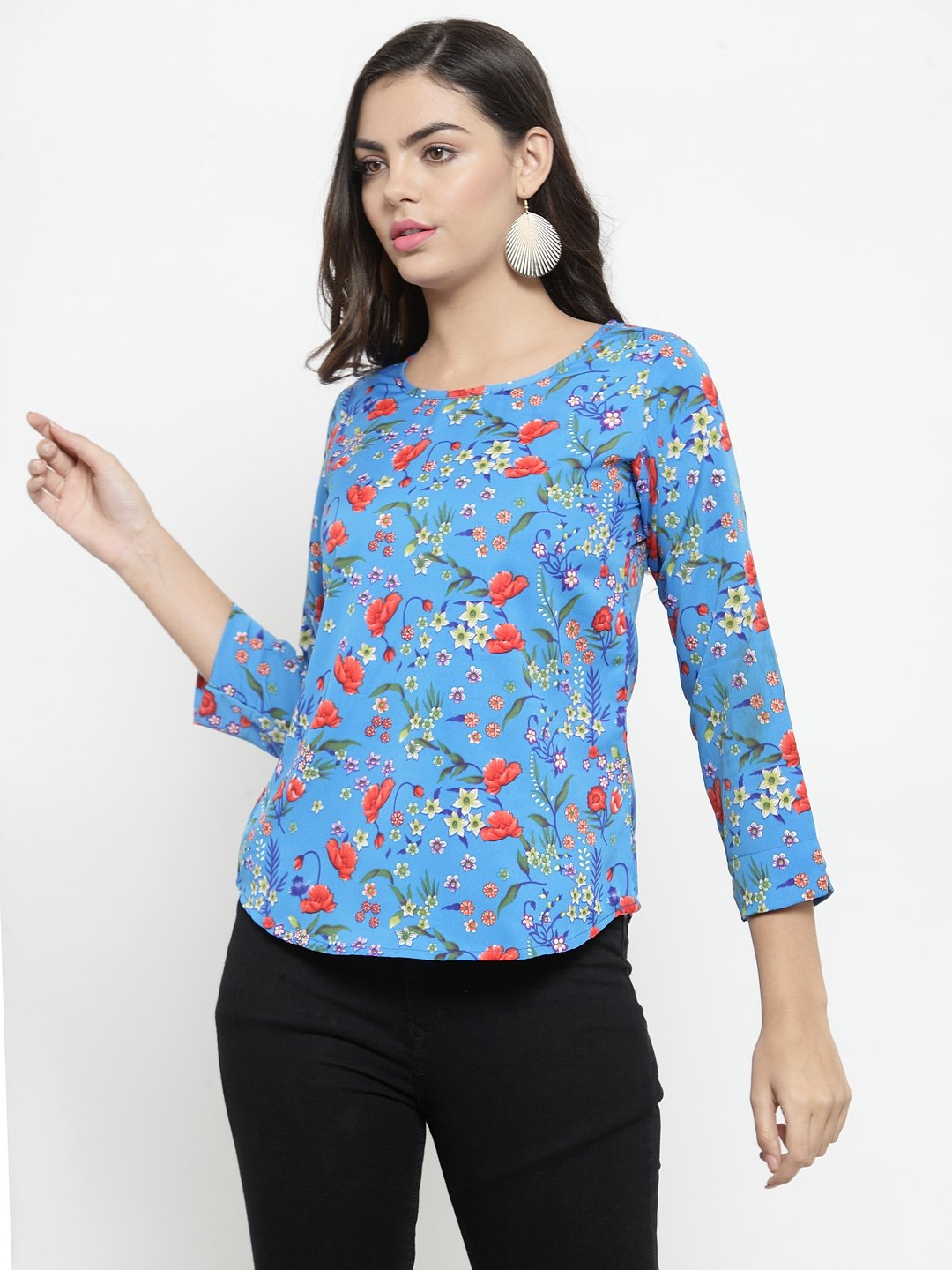 ZARVEY Casual Regular Sleeve Printed Women Multicolor Top