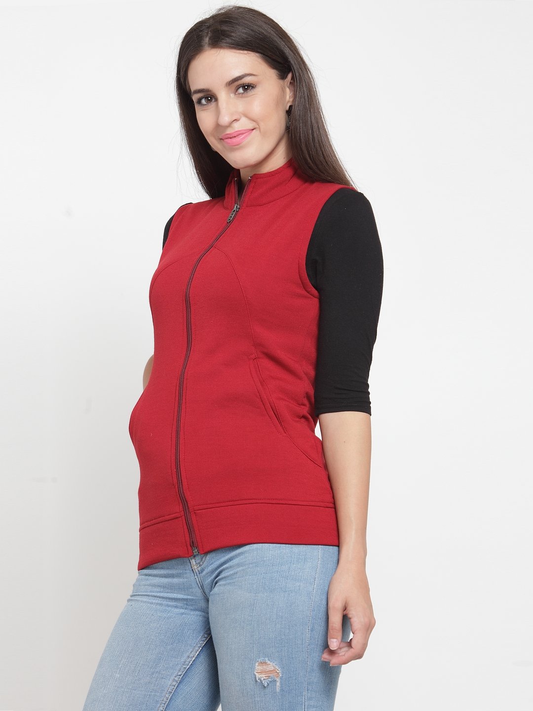 ZARVEY Sleeveless Solid Women Jacket