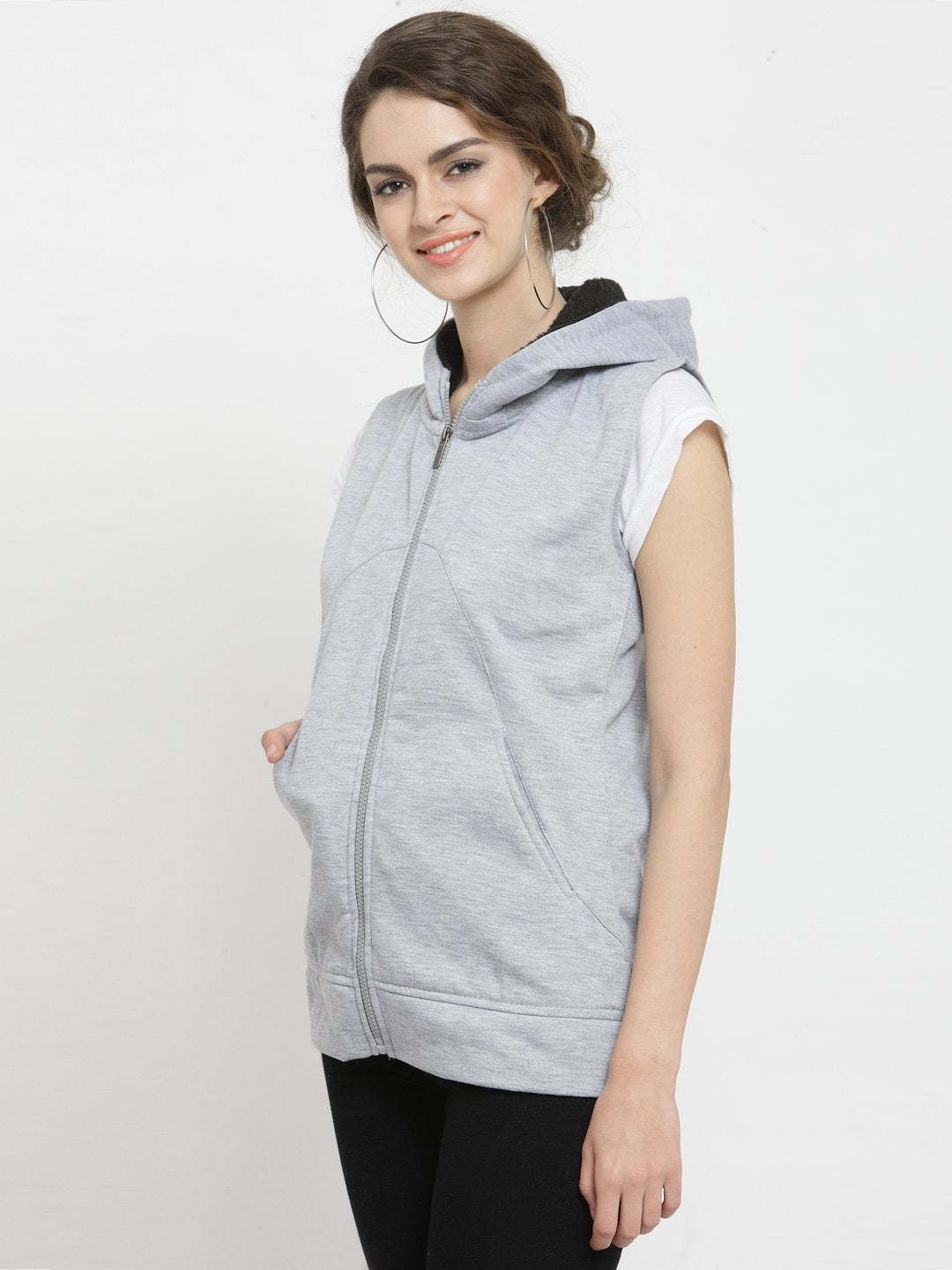 ZARVEY Sleeveless Solid Women Jacket