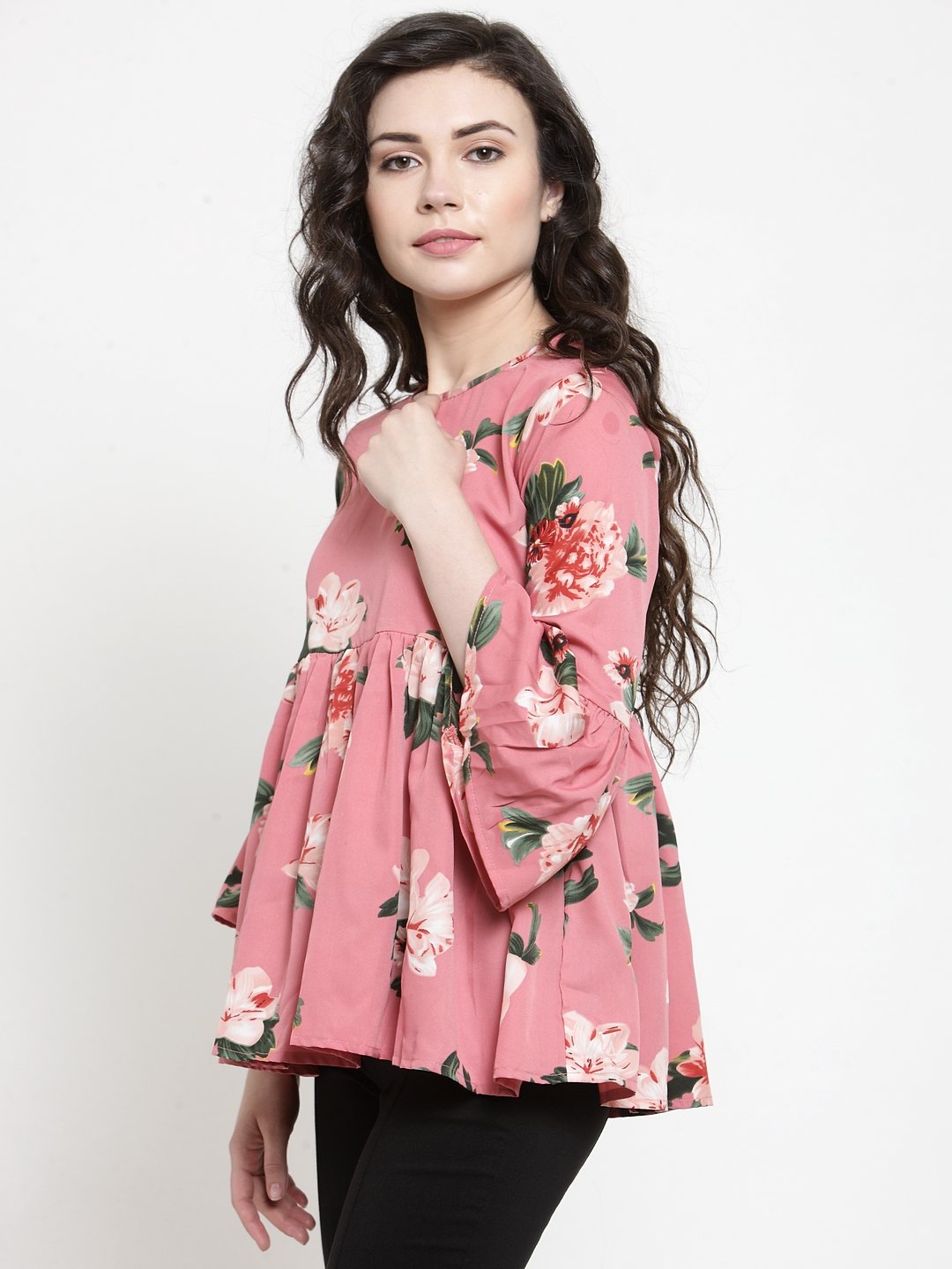 ZARVEY Casual Bell Sleeve Printed Women Multicolor Top