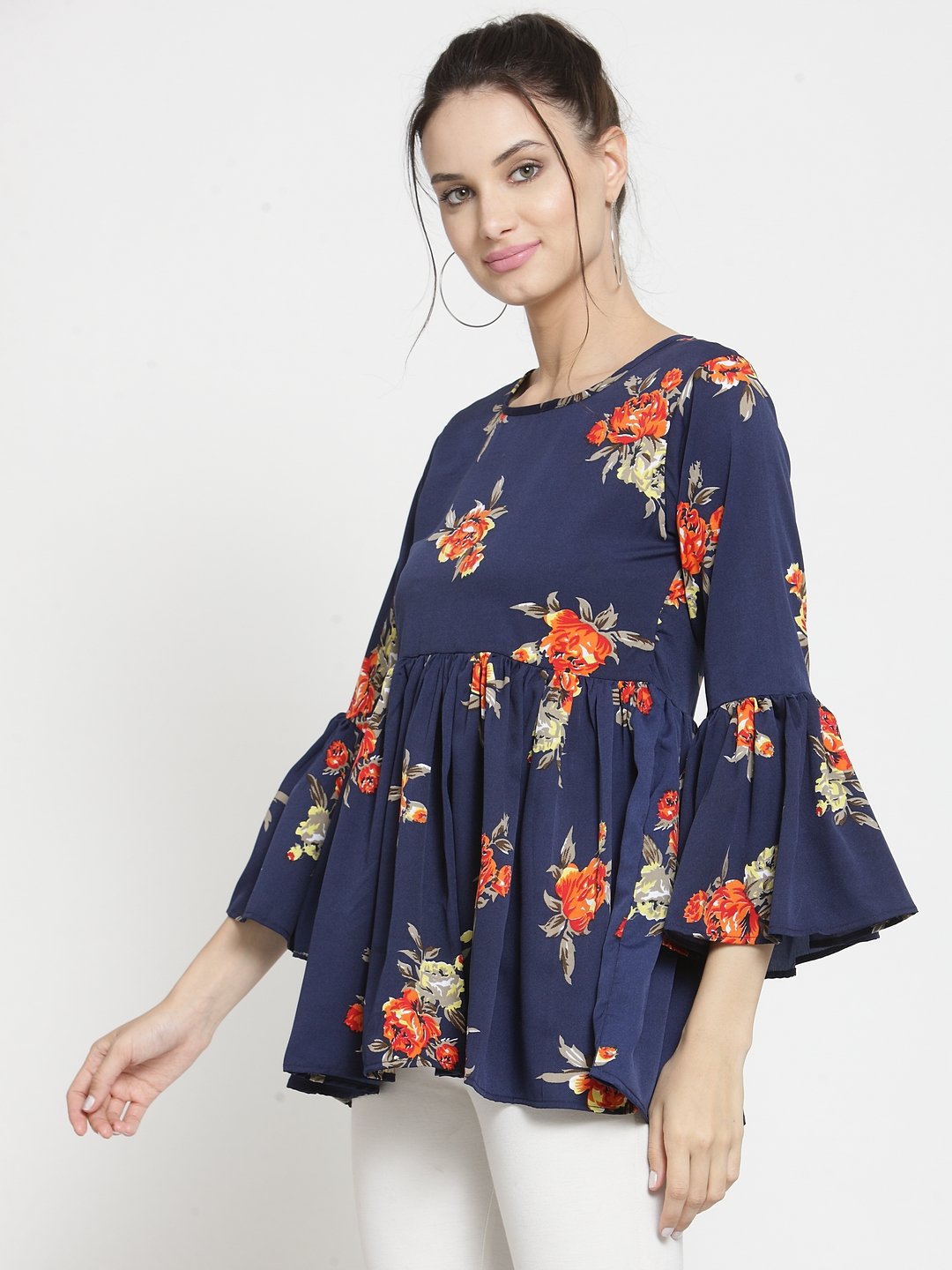 TANDUL Casual Bell Sleeve Printed Women Multicolor Top