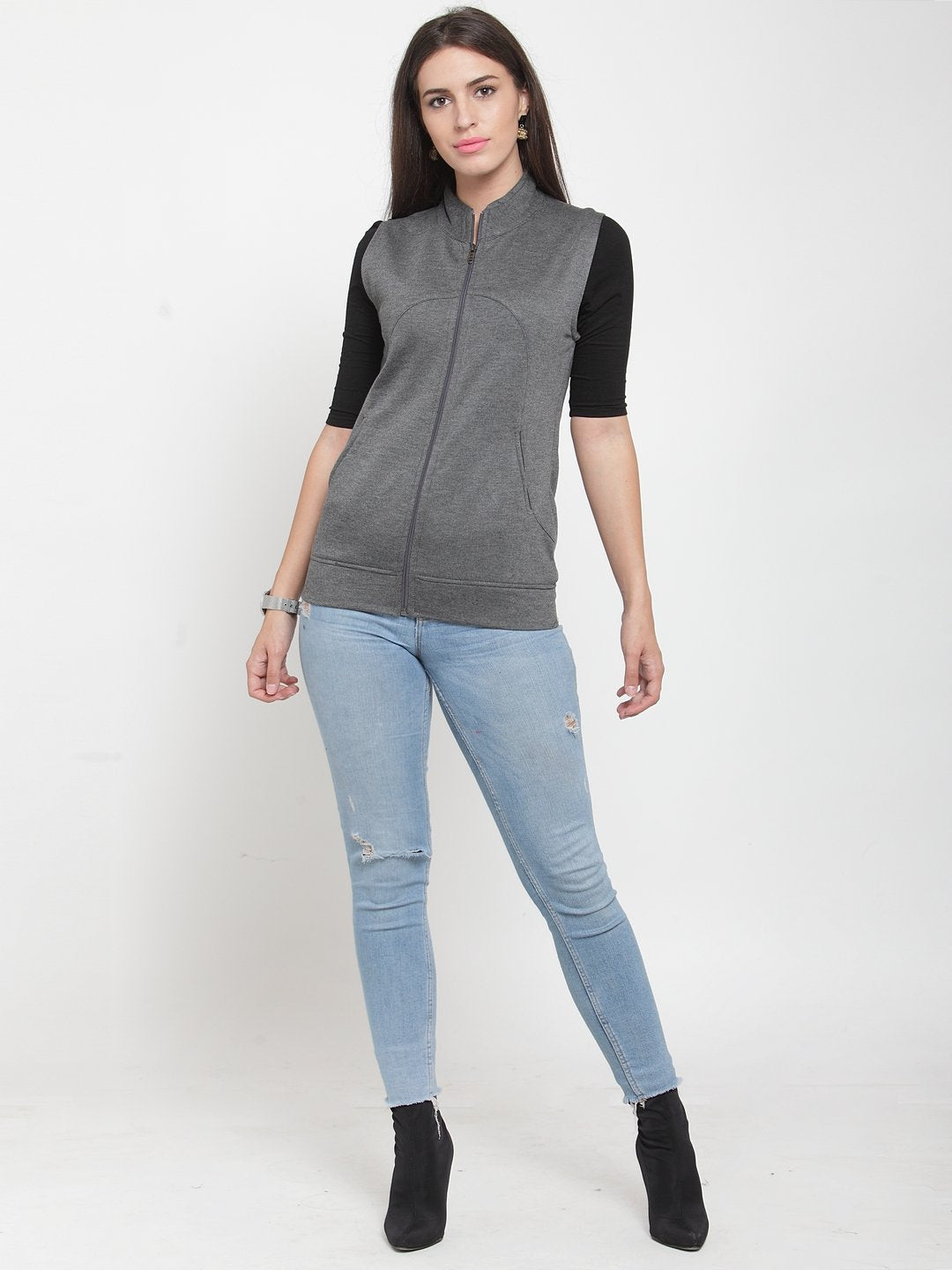 ZARVEY Sleeveless Solid Women Jacket