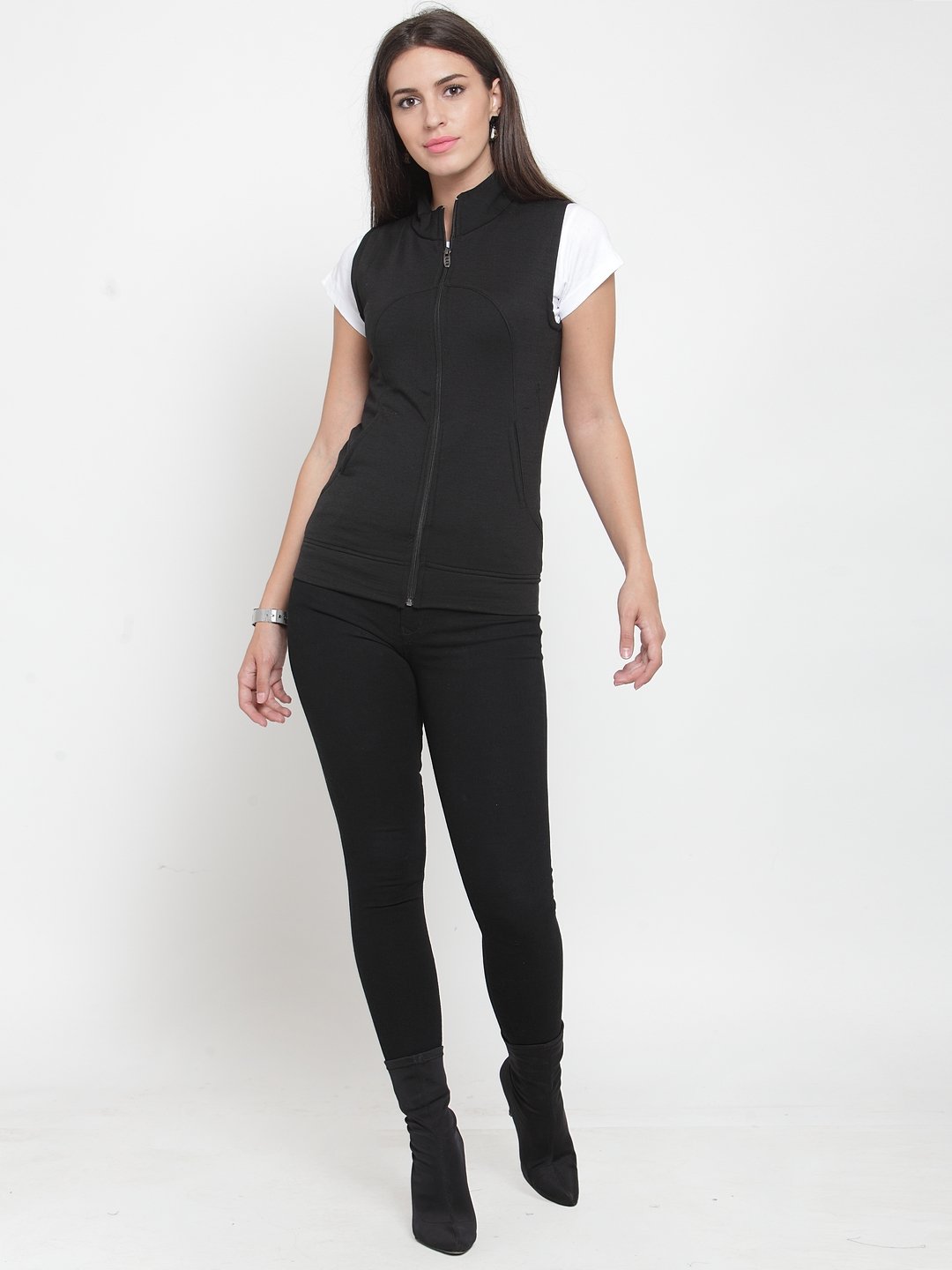 ZARVEY Sleeveless Solid Women Jacket