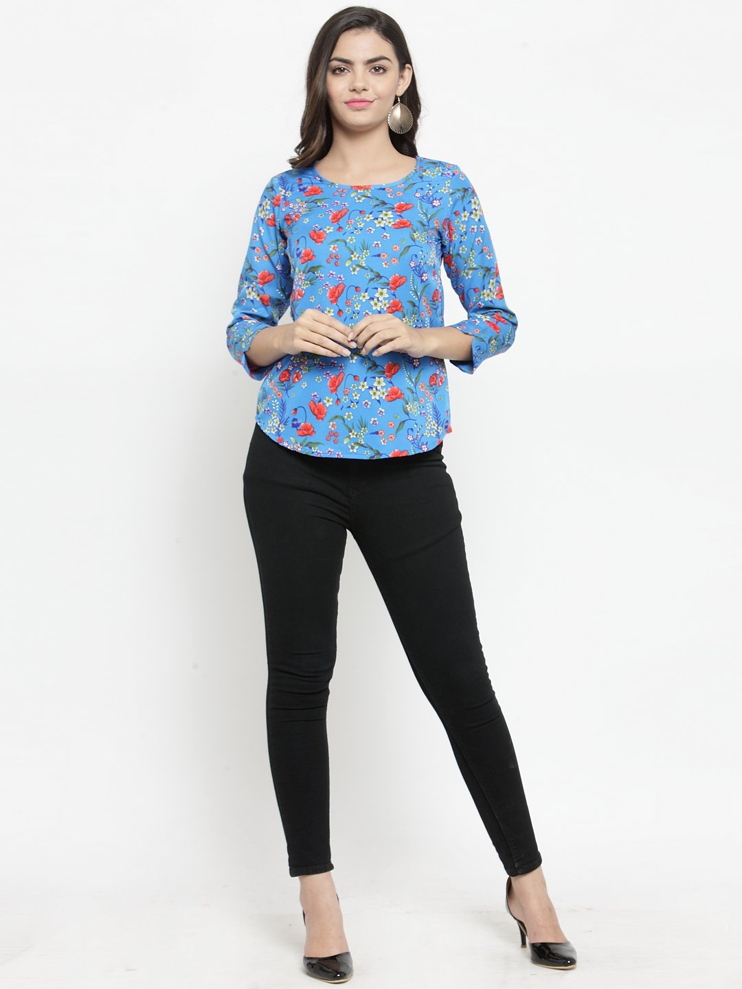 ZARVEY Casual Regular Sleeve Printed Women Multicolor Top