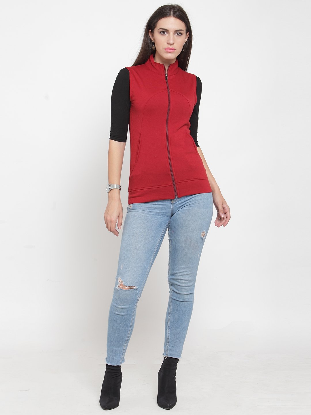 ZARVEY Sleeveless Solid Women Jacket