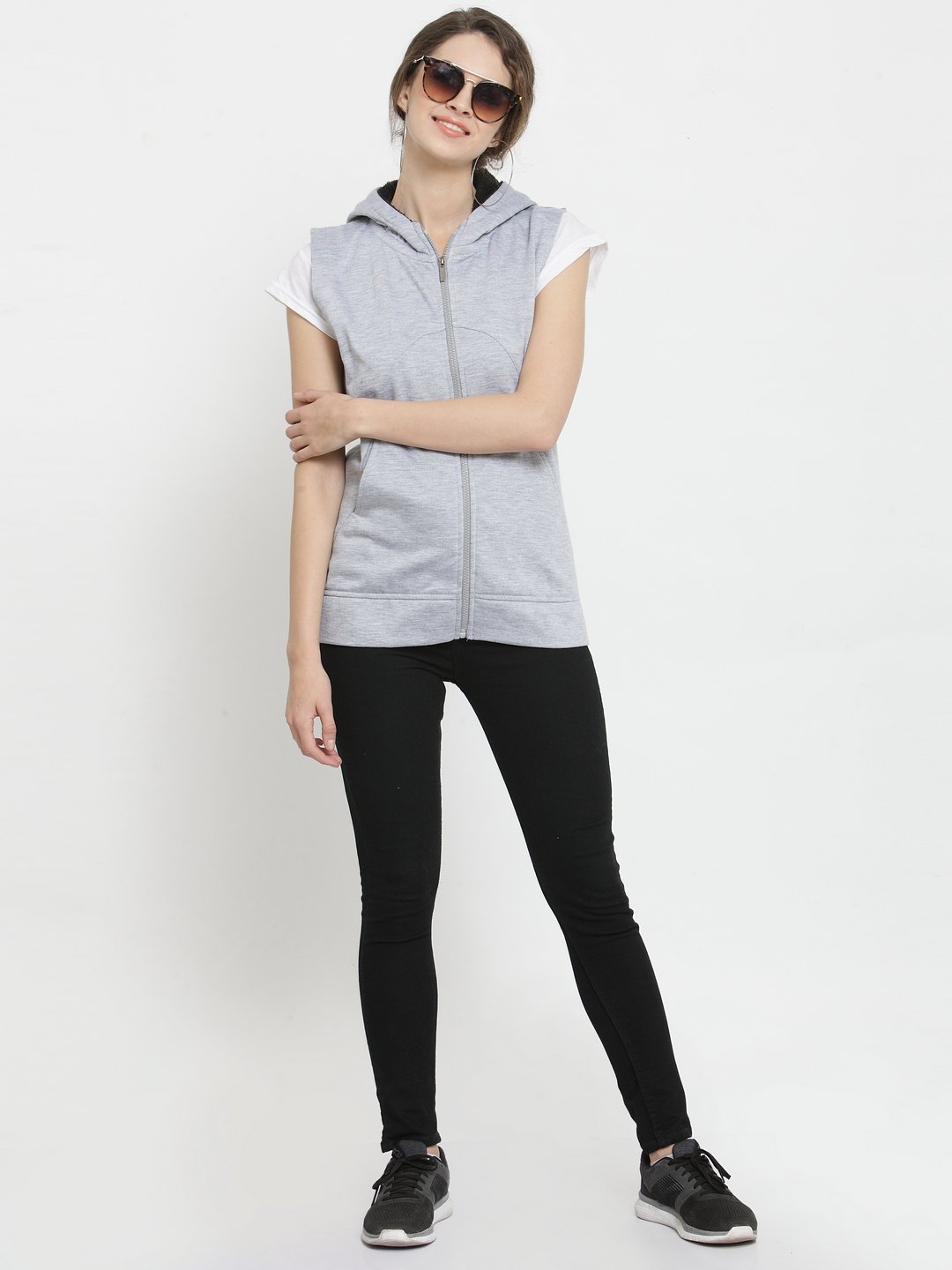 ZARVEY Sleeveless Solid Women Jacket