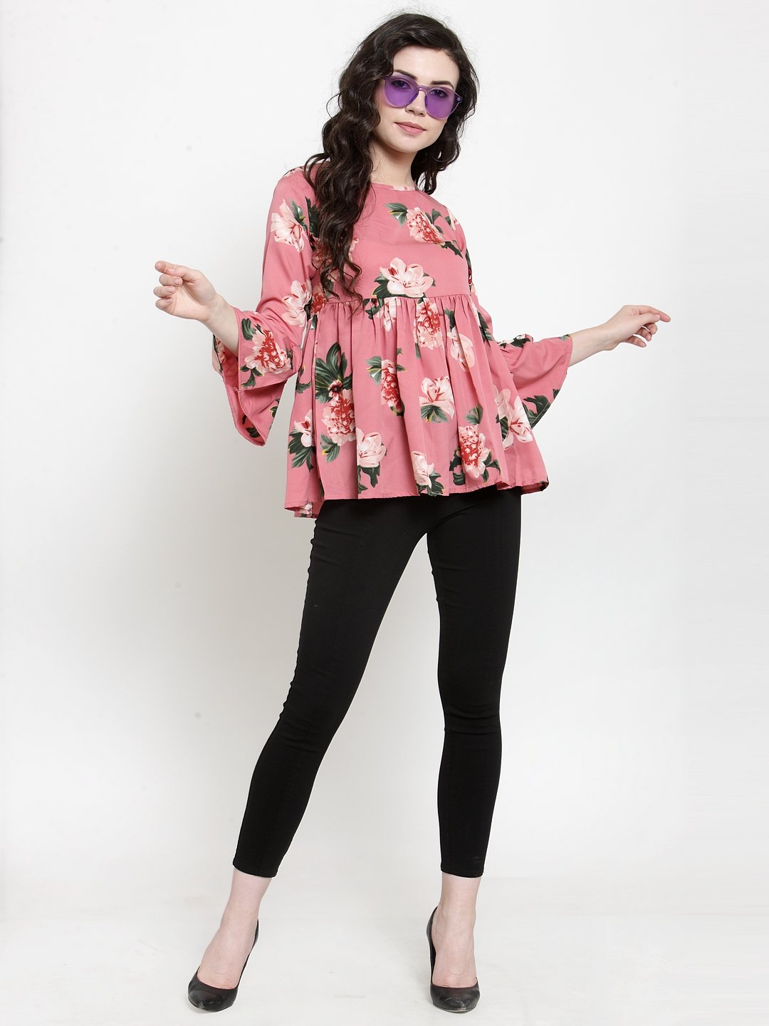 ZARVEY Casual Bell Sleeve Printed Women Multicolor Top