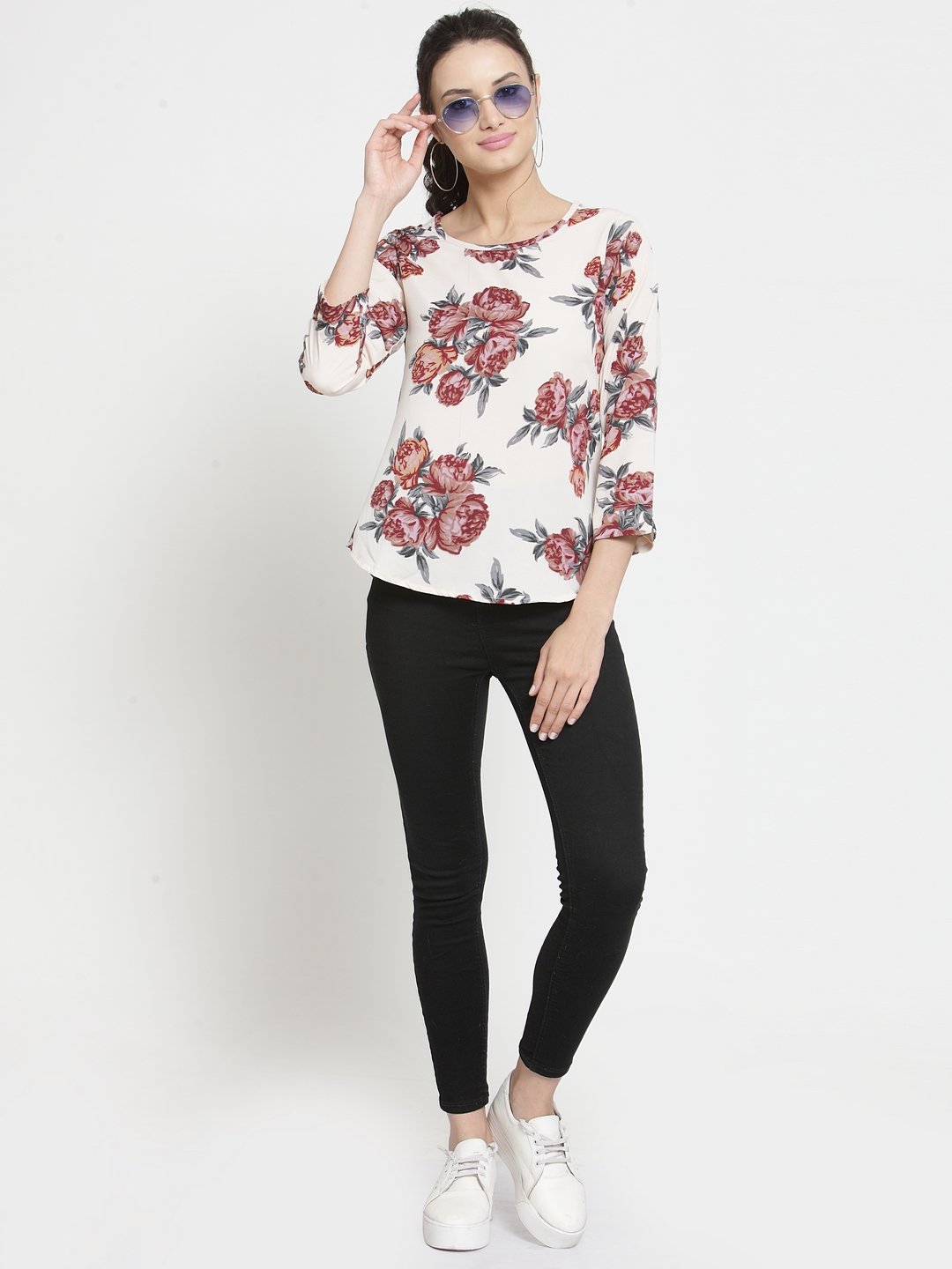 ZARVEY Casual Regular Sleeve Printed Women Multicolor Top