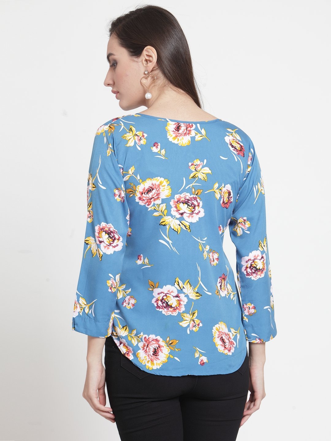 ZARVEY Casual 3/4 Sleeve Printed Women Multicolor Top