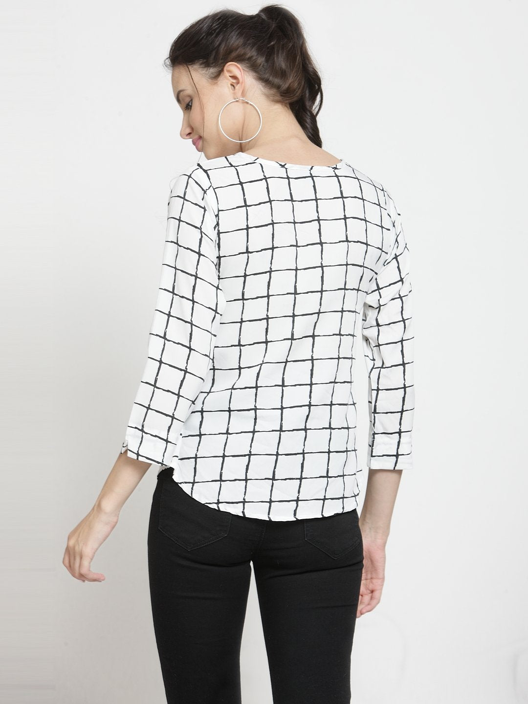 ZARVEY Casual Regular Sleeve Checkered Women Multicolor Top