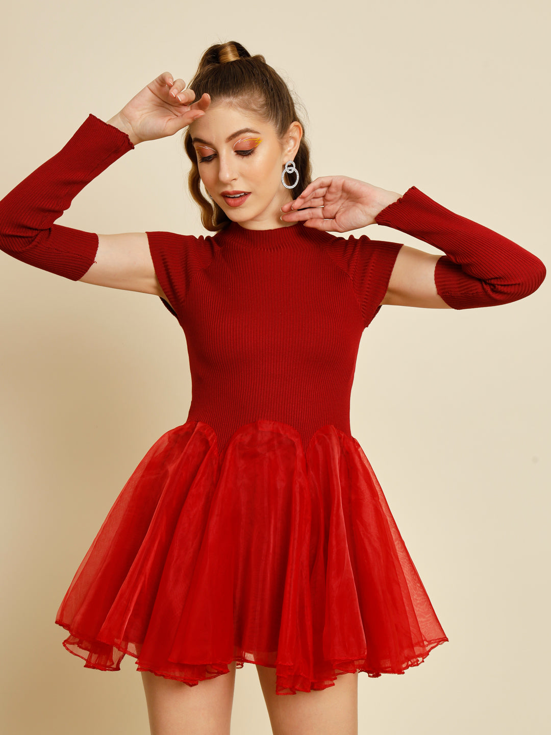 TANDUL  Women Fit and Flare Maroon Dress
