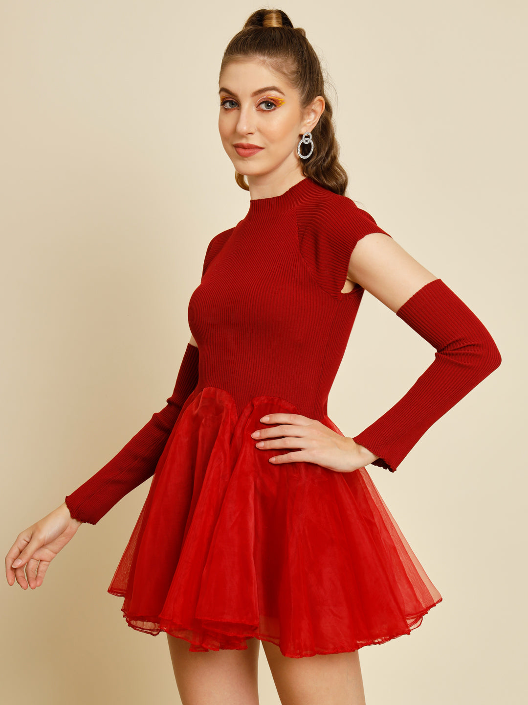 TANDUL  Women Fit and Flare Maroon Dress